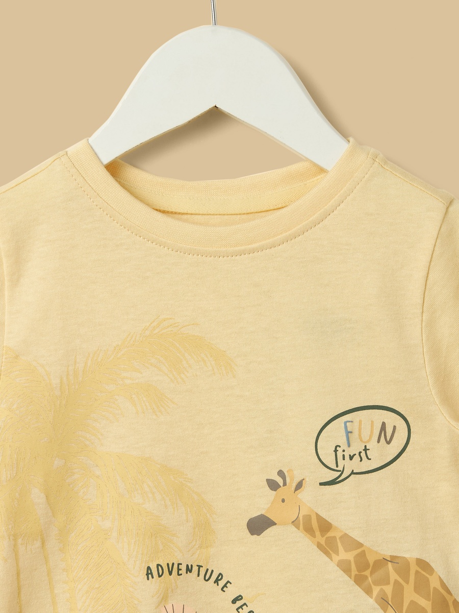 Safari Print Cotton T-Shirt and Shorts Set