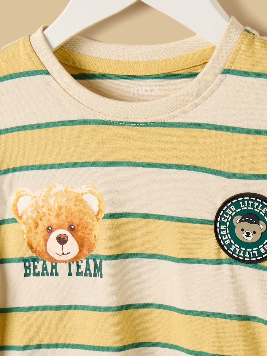 Bear Print Cotton T-Shirt and Shorts Set