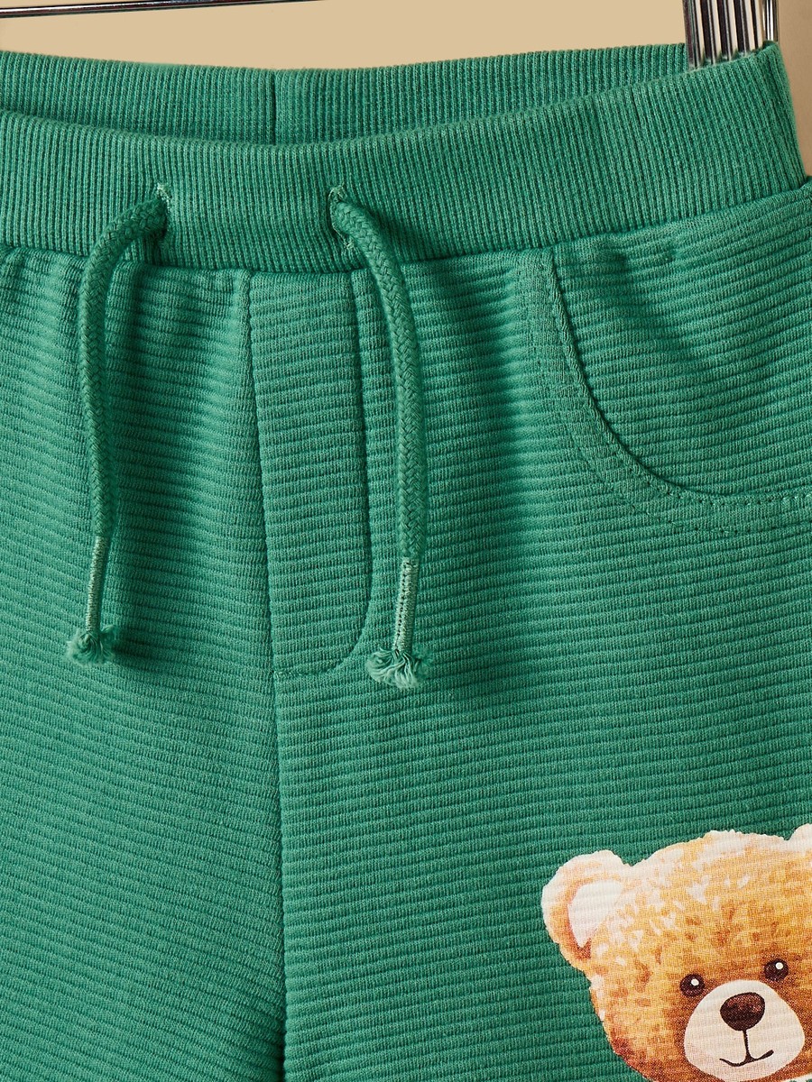 Bear Print Cotton T-Shirt and Shorts Set
