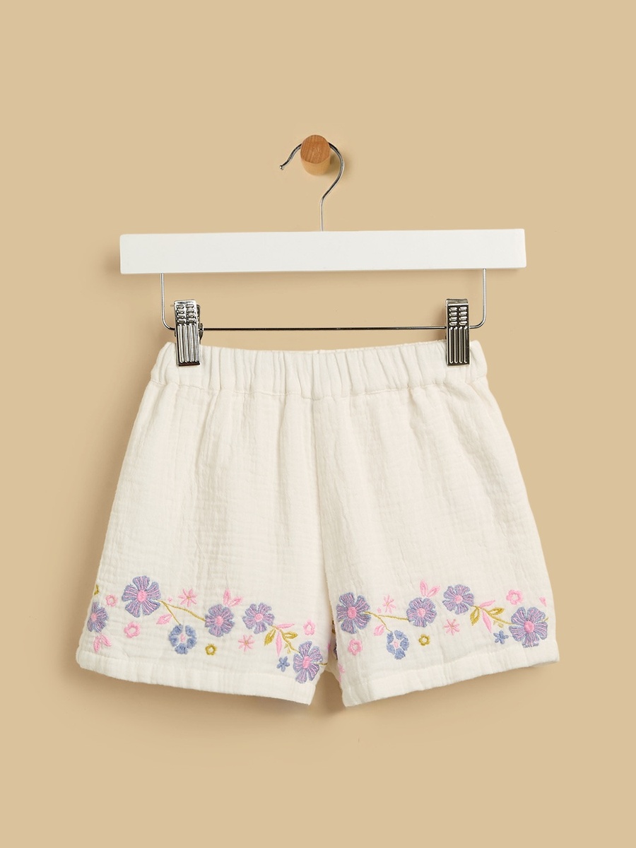 Floral Embroidered Top and Shorts Set