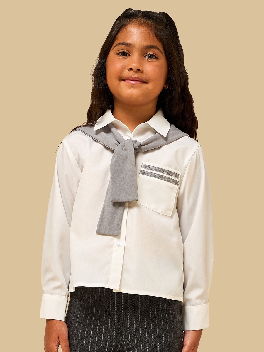 Solid Shirt with Mock Scarf