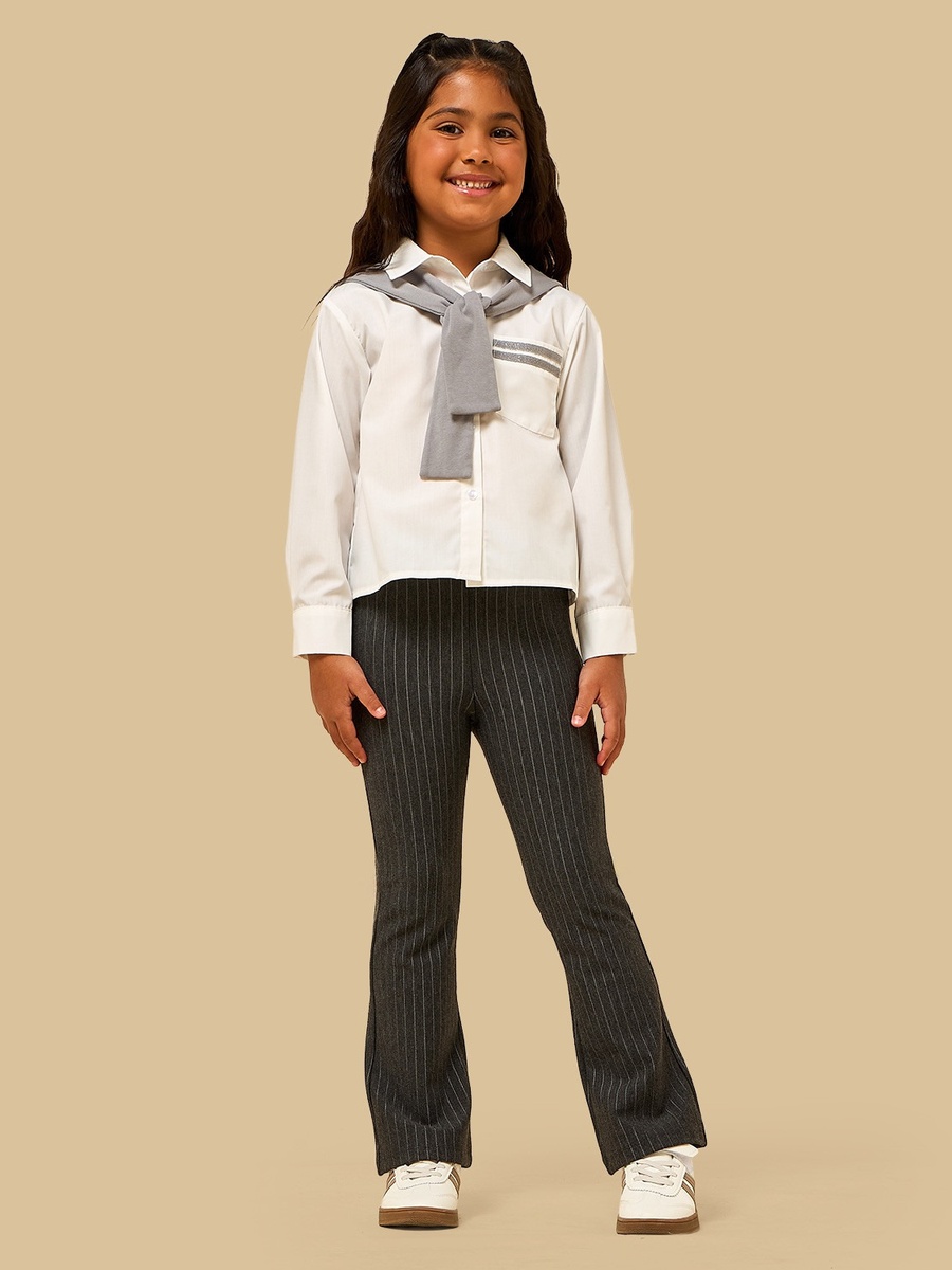 Solid Shirt with Mock Scarf