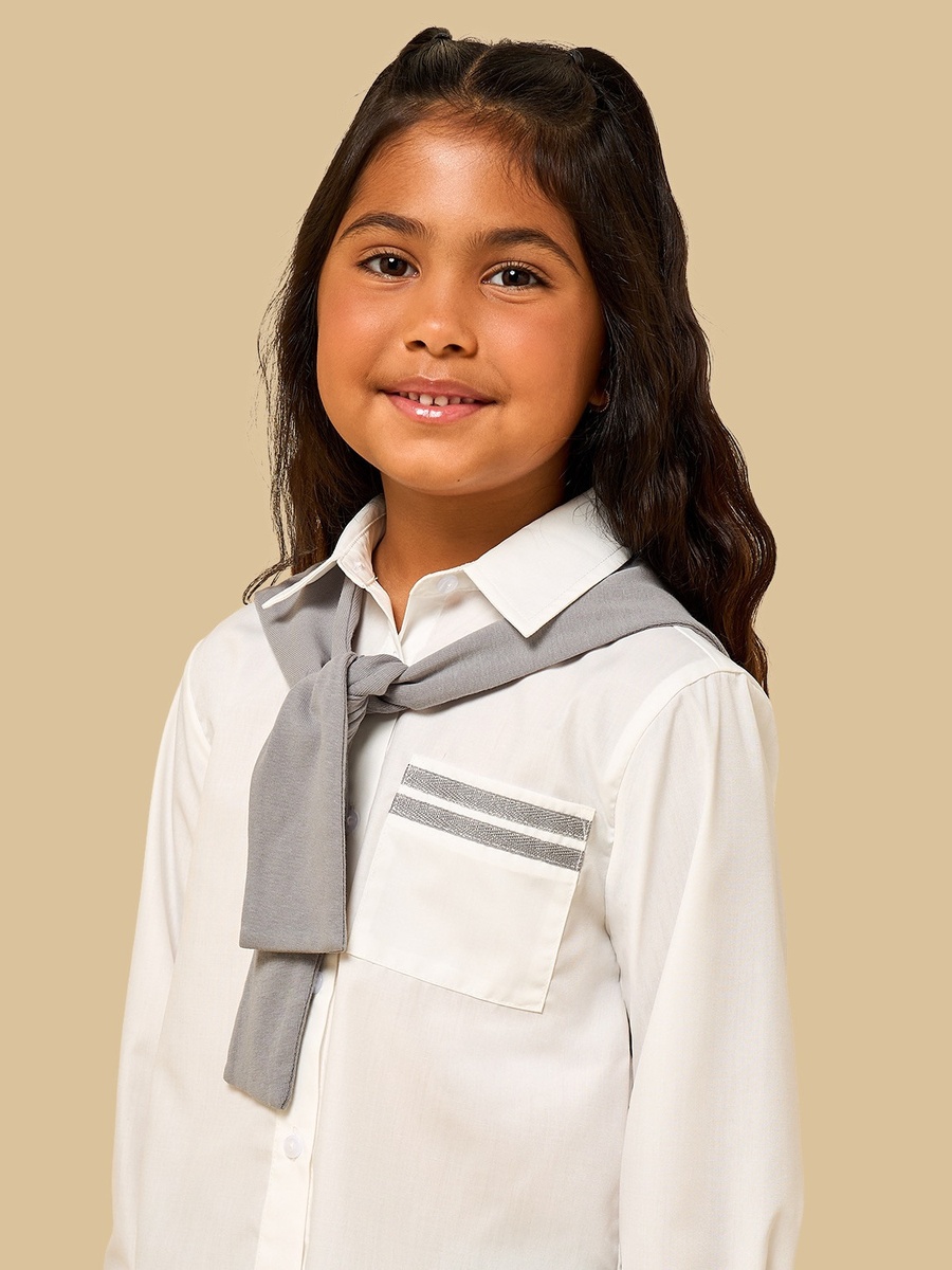 Solid Shirt with Mock Scarf