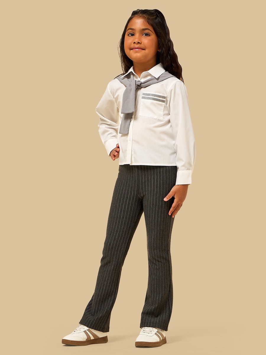 Solid Shirt with Mock Scarf