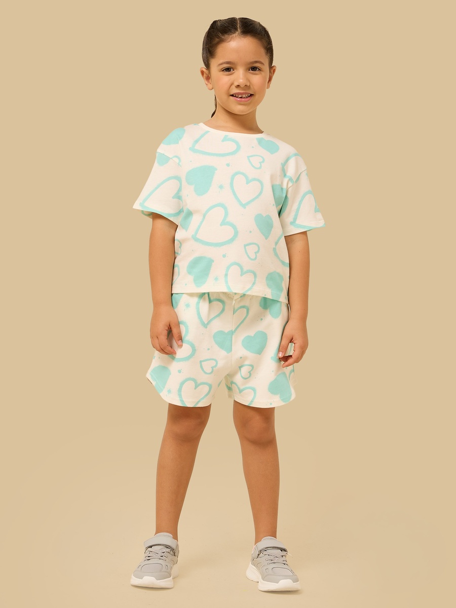 Heart Print Cotton Shorts