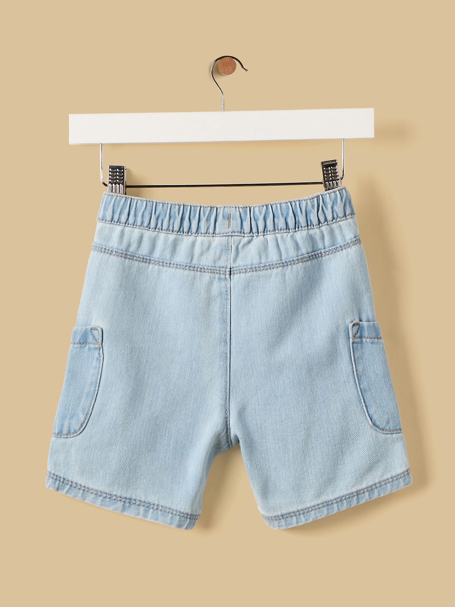 Applique Detail Cotton Denim Shorts