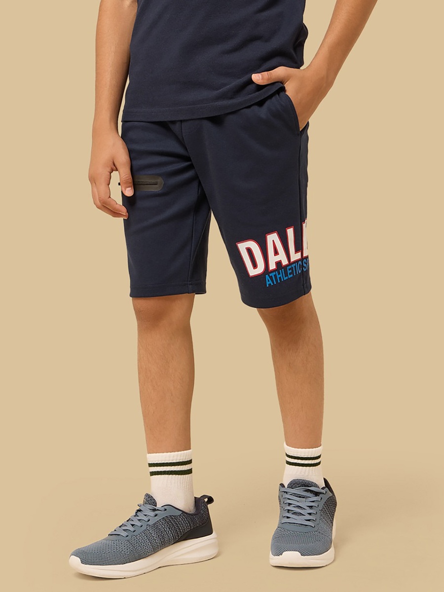 Dallas Print Heat Seal Zip Pocket Shorts
