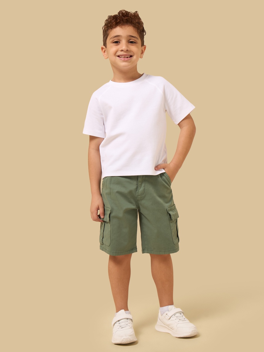 Mid-Rise Cotton Cargo Shorts