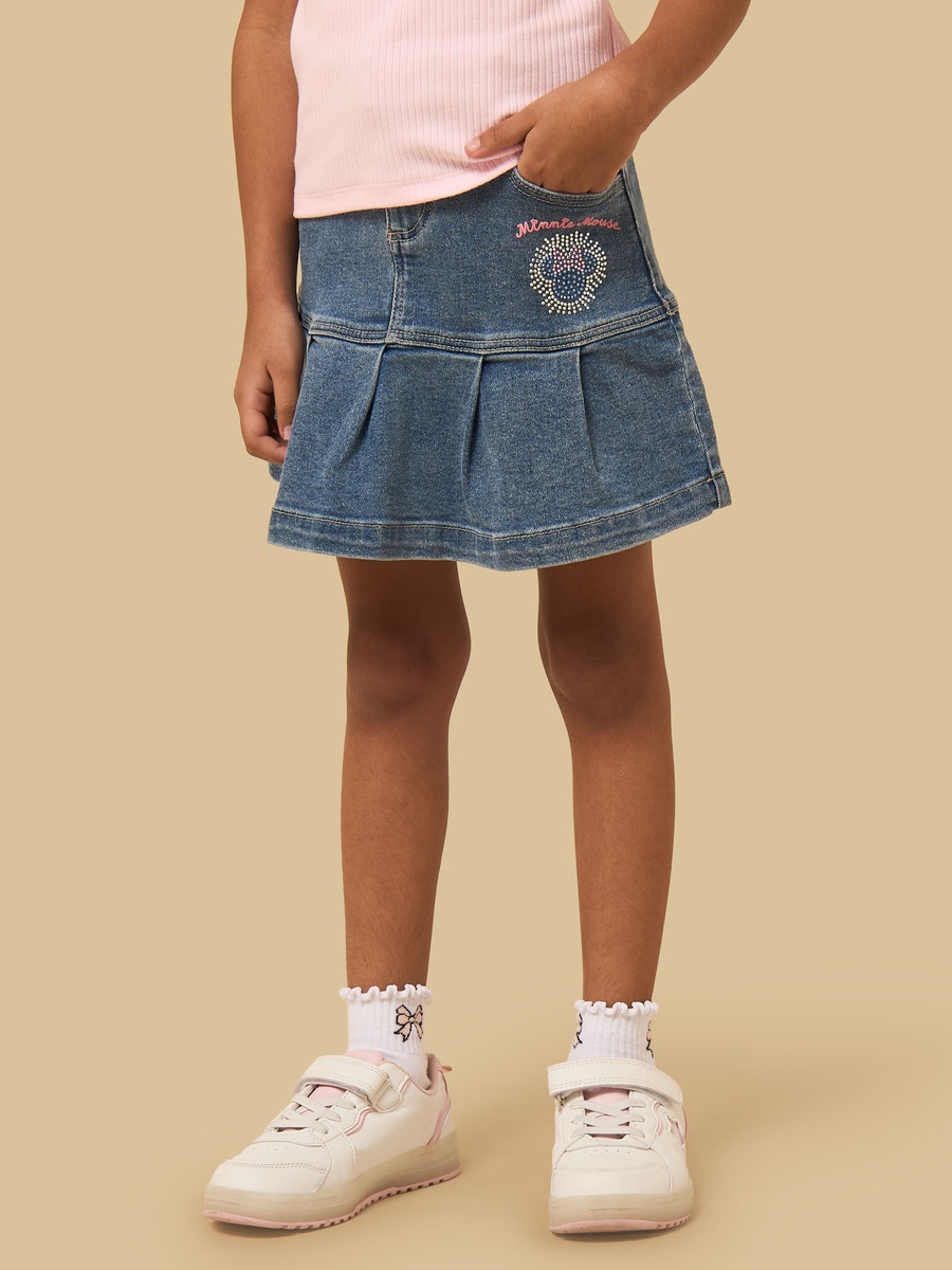 Minnie Mouse Embellished Cotton Denim Skirt