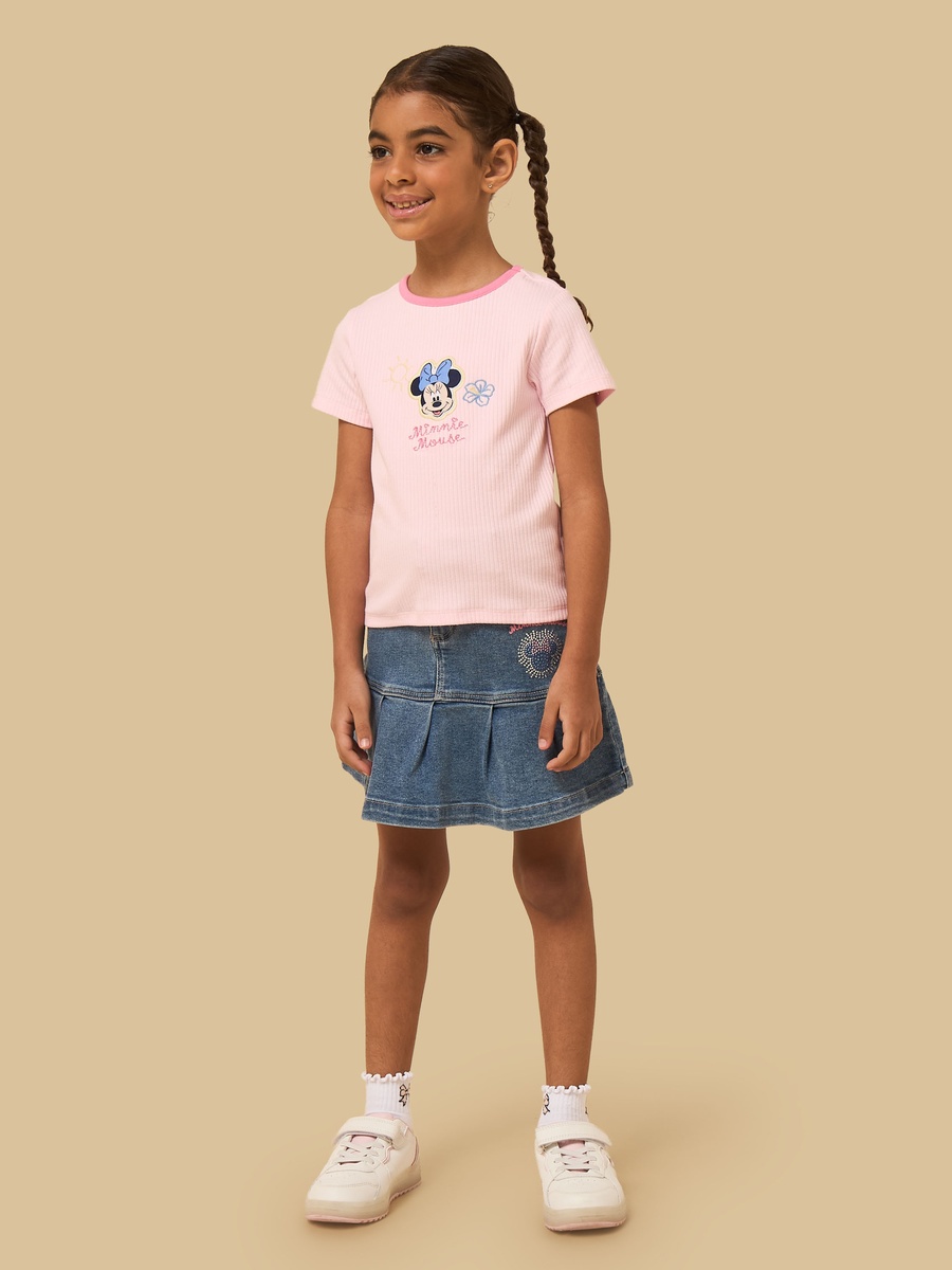 Minnie Mouse Embellished Cotton Denim Skirt