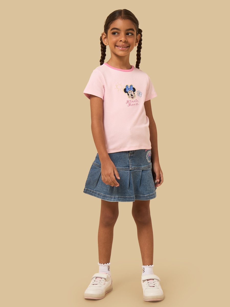 Minnie Mouse Embellished Cotton Denim Skirt