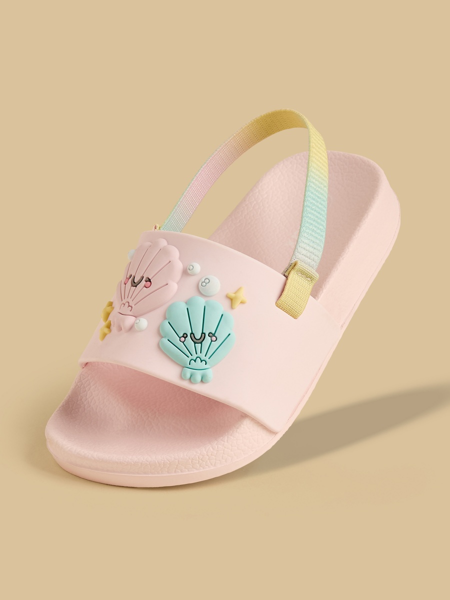 Seashell Embossed Slides with Elastic Backstrap