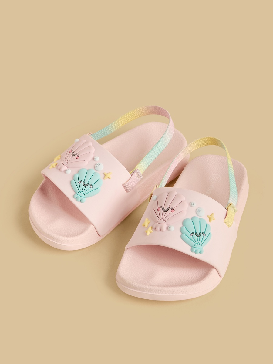 Seashell Embossed Slides with Elastic Backstrap