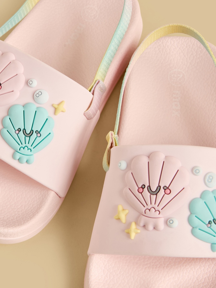 Seashell Embossed Slides with Elastic Backstrap