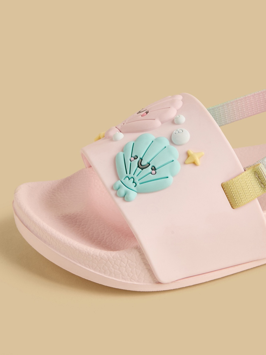 Seashell Embossed Slides with Elastic Backstrap