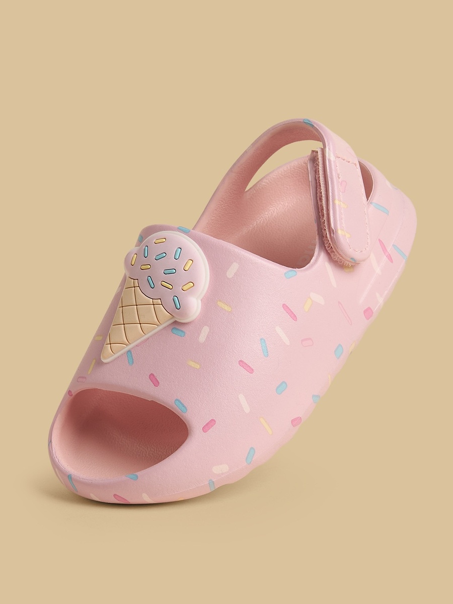 Ice Cream Cone Applique Slides with Hook and Loop Closure
