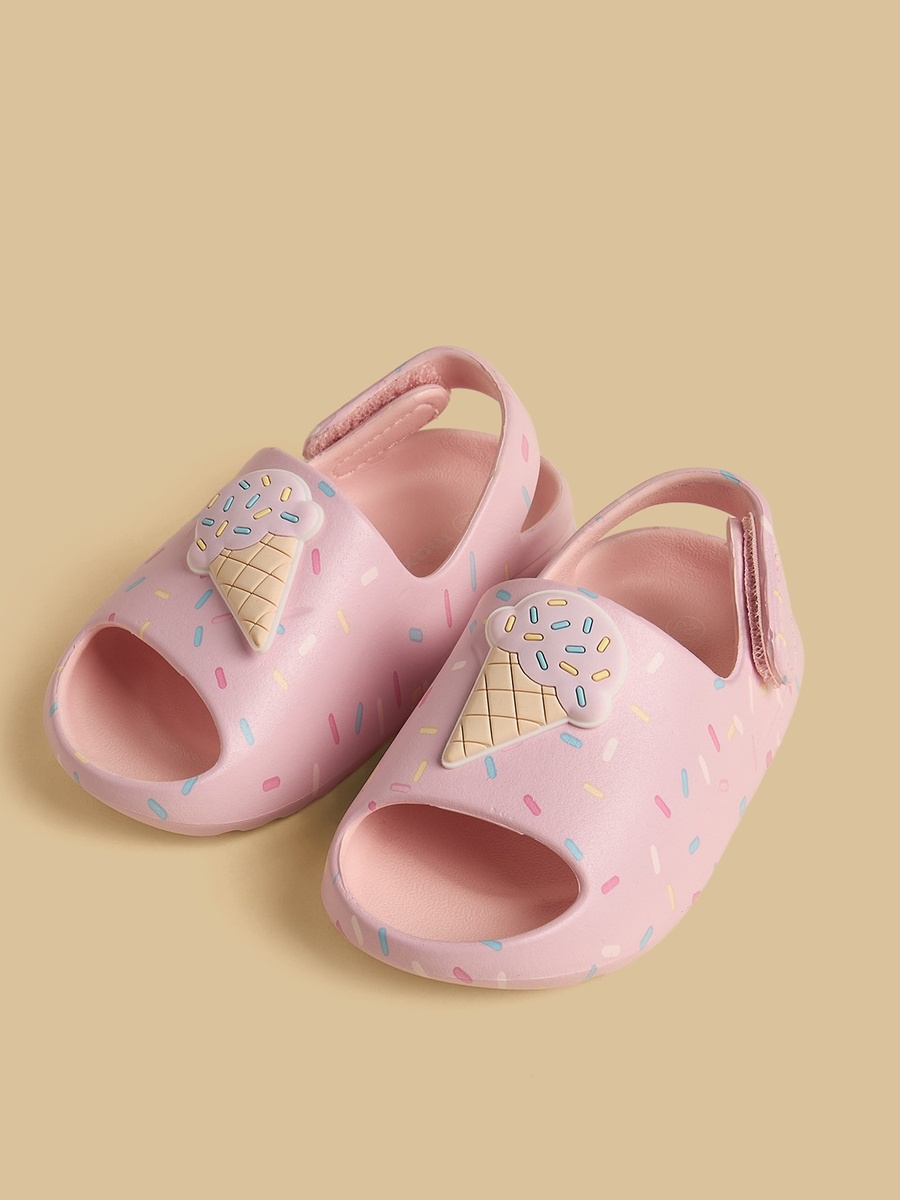 Ice Cream Cone Applique Slides with Hook and Loop Closure