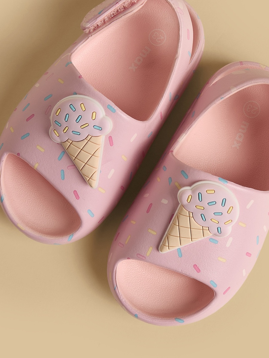Ice Cream Cone Applique Slides with Hook and Loop Closure