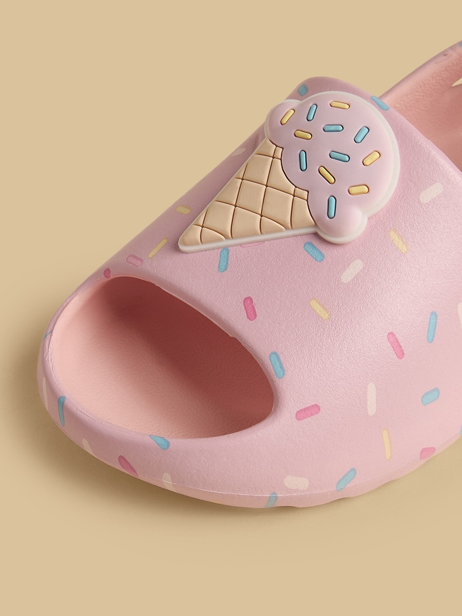 Ice Cream Cone Applique Slides with Hook and Loop Closure