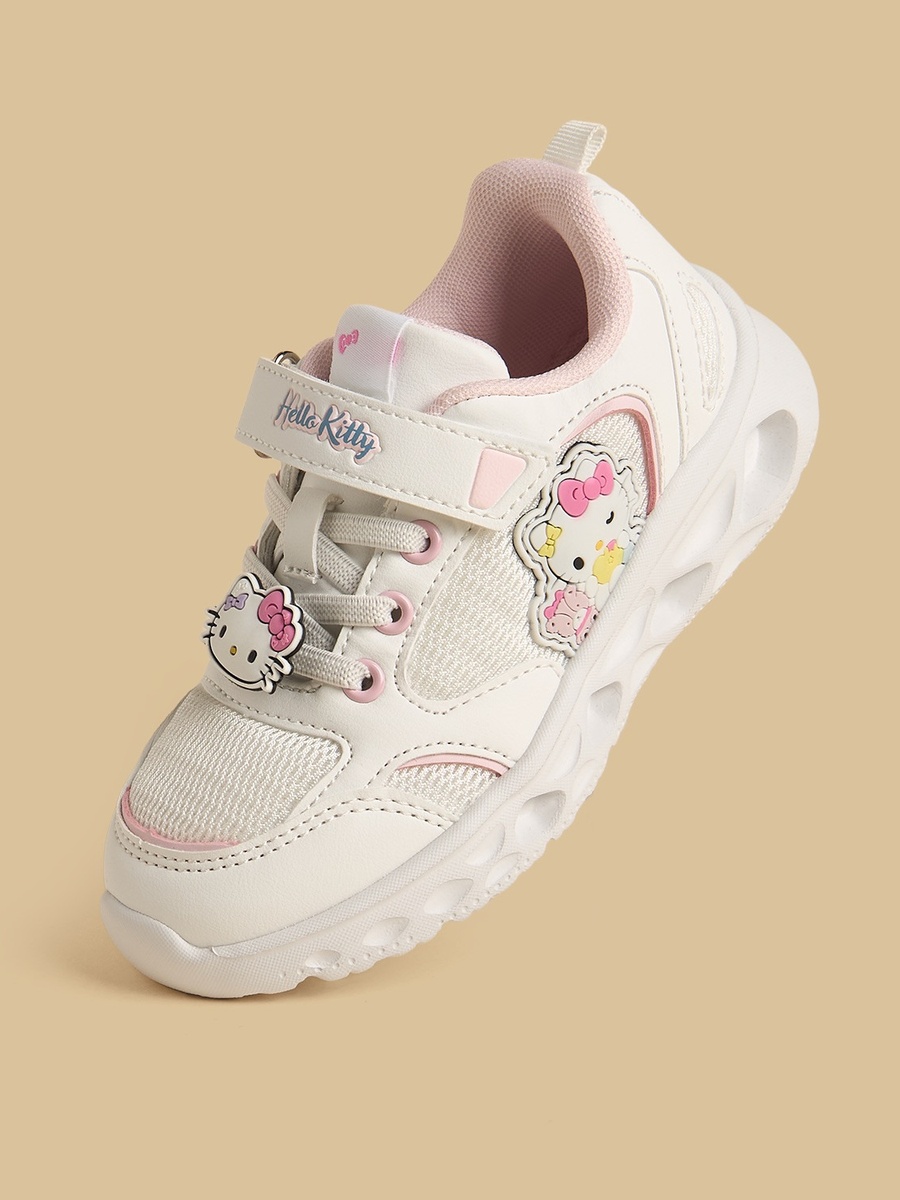 Hello Kitty Applique Sports Shoes with Hook and Loop Closure