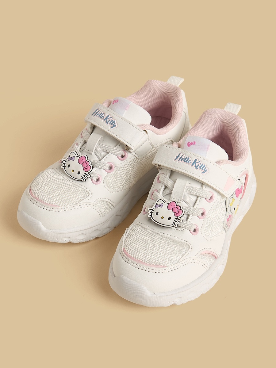 Hello Kitty Applique Sports Shoes with Hook and Loop Closure