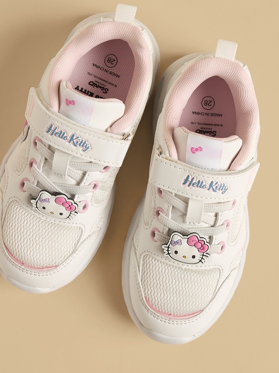 Hello Kitty Applique Sports Shoes with Hook and Loop Closure