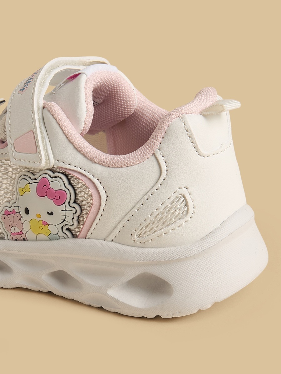 Hello Kitty Applique Sports Shoes with Hook and Loop Closure