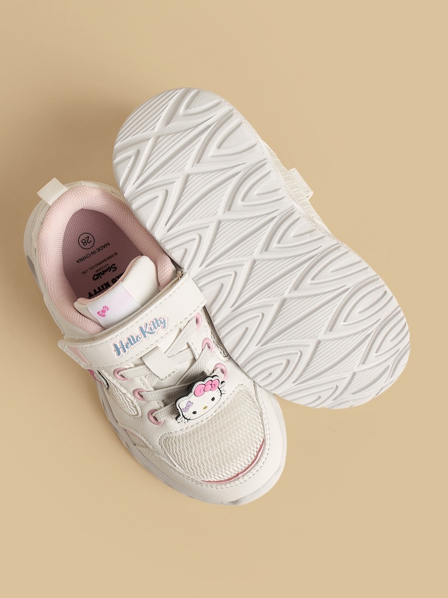 Hello Kitty Applique Sports Shoes with Hook and Loop Closure