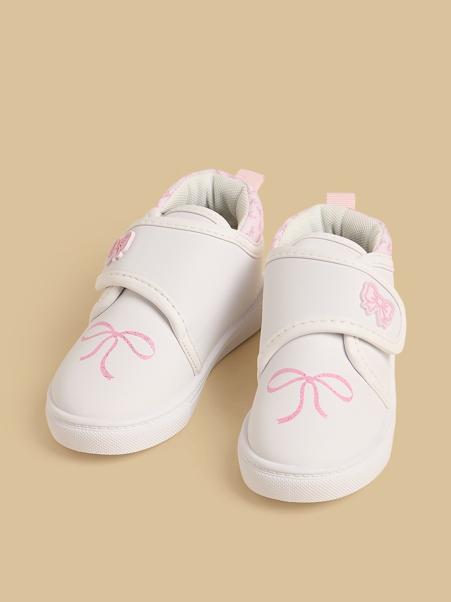Bow Accent Sports Shoes with Hook and Loop Closure