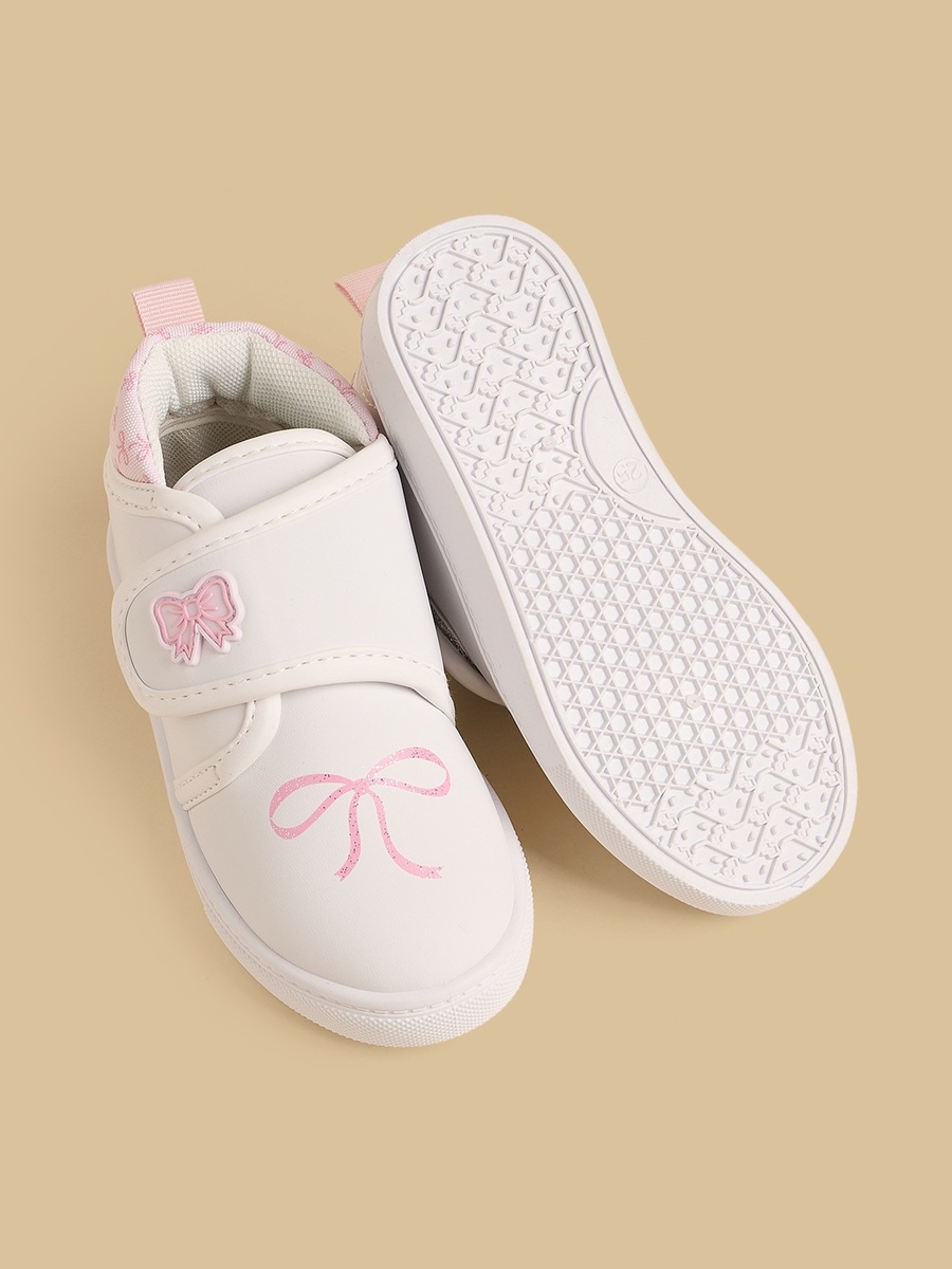 Bow Accent Sports Shoes with Hook and Loop Closure