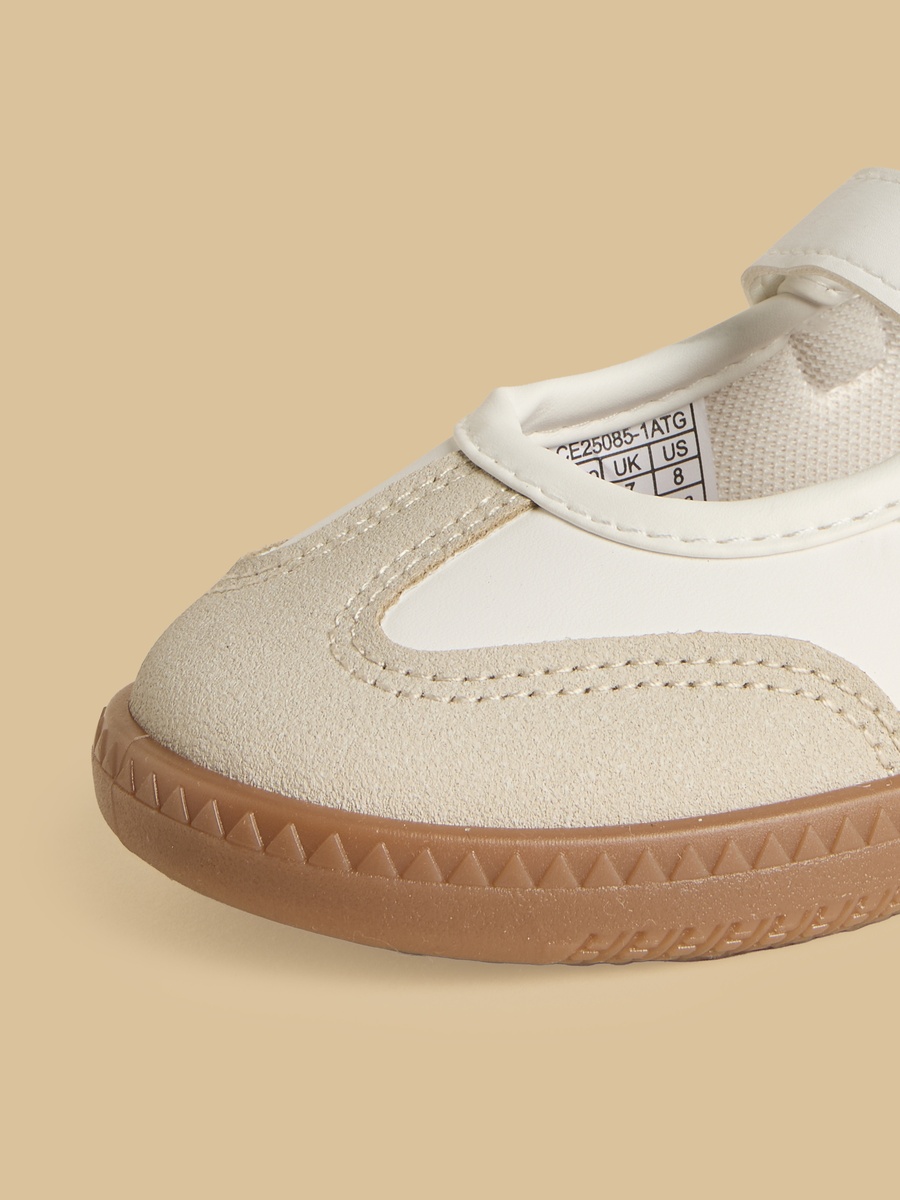 Panelled Sneakerina with Hook and Loop Closure