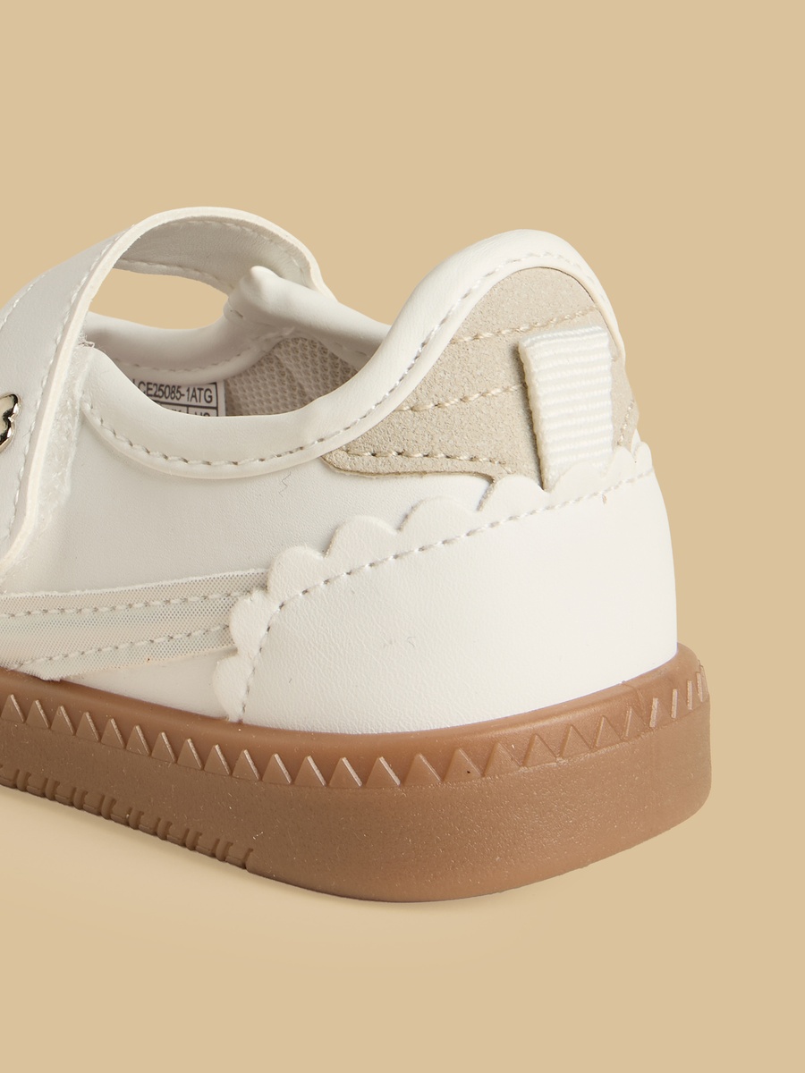 Panelled Sneakerina with Hook and Loop Closure