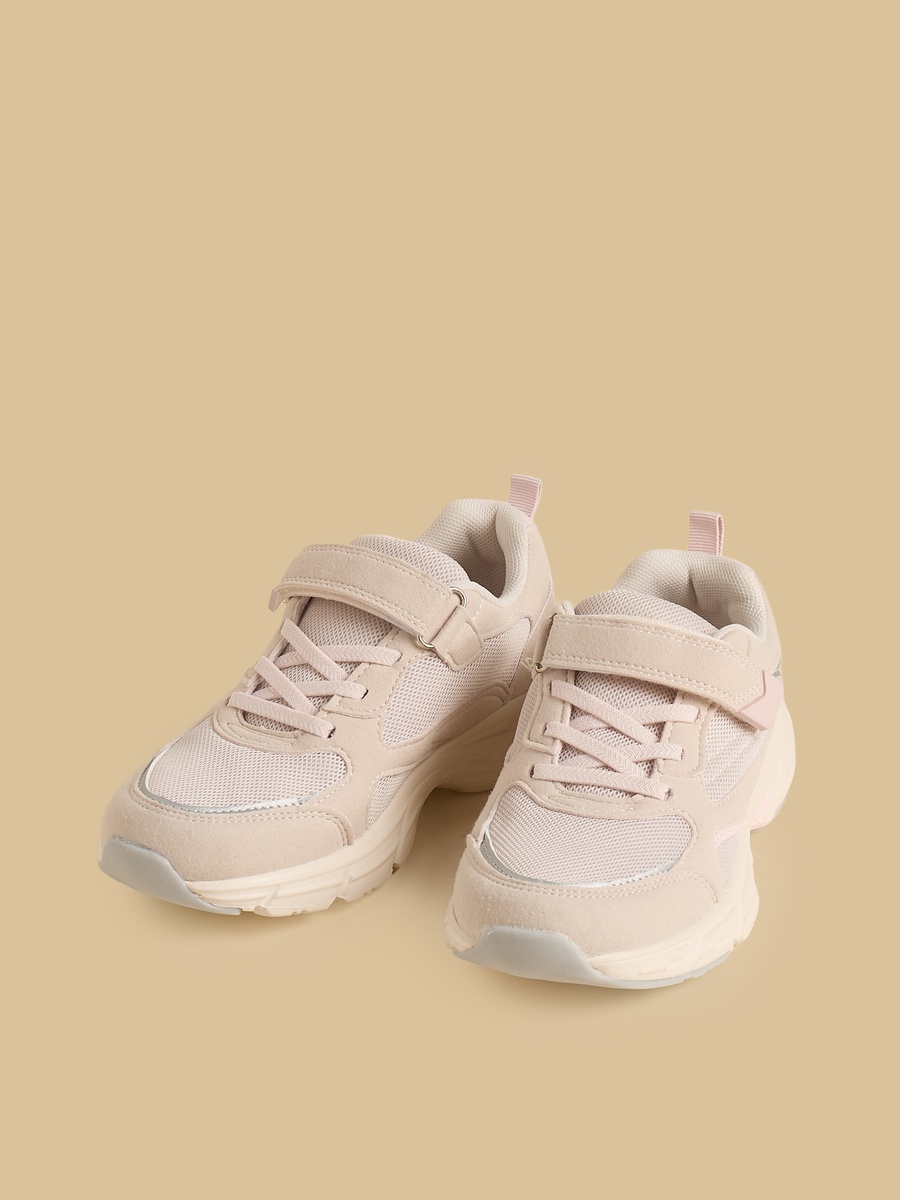 Panelled Sports Shoes with Hook and Loop Closure