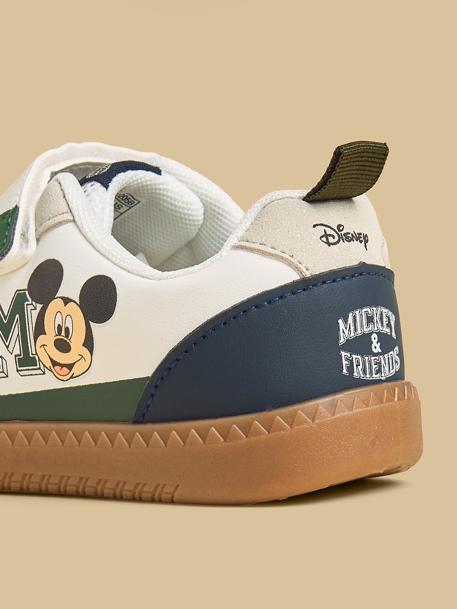 Mickey Mouse Print Sneakers with Hook and Loop Closure