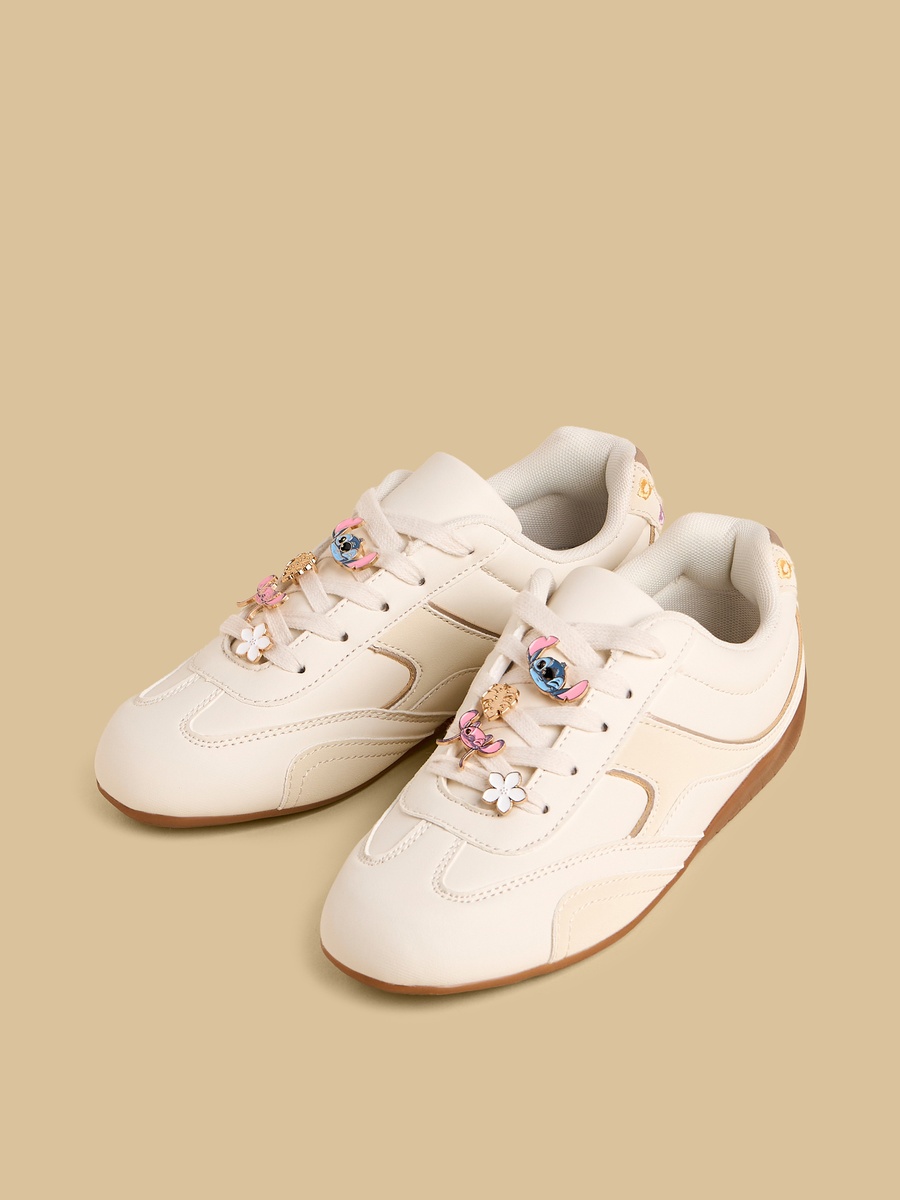 Stitch and Angel Charm Sports Shoes with Lace-Up Closure