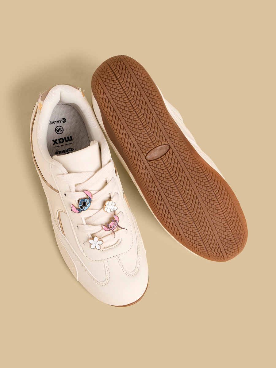 Stitch and Angel Charm Sports Shoes with Lace-Up Closure
