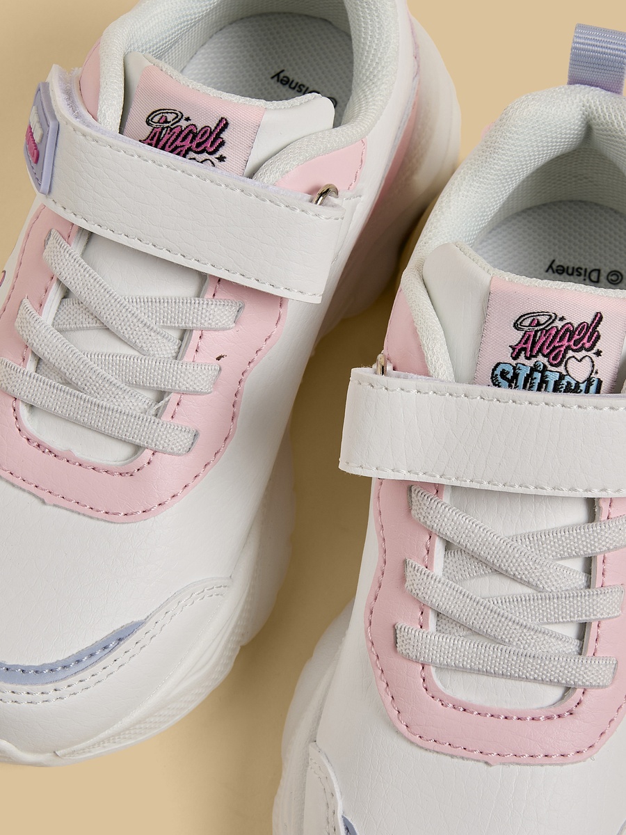 Stitch Print Sports Shoes with Hook and Loop Closure
