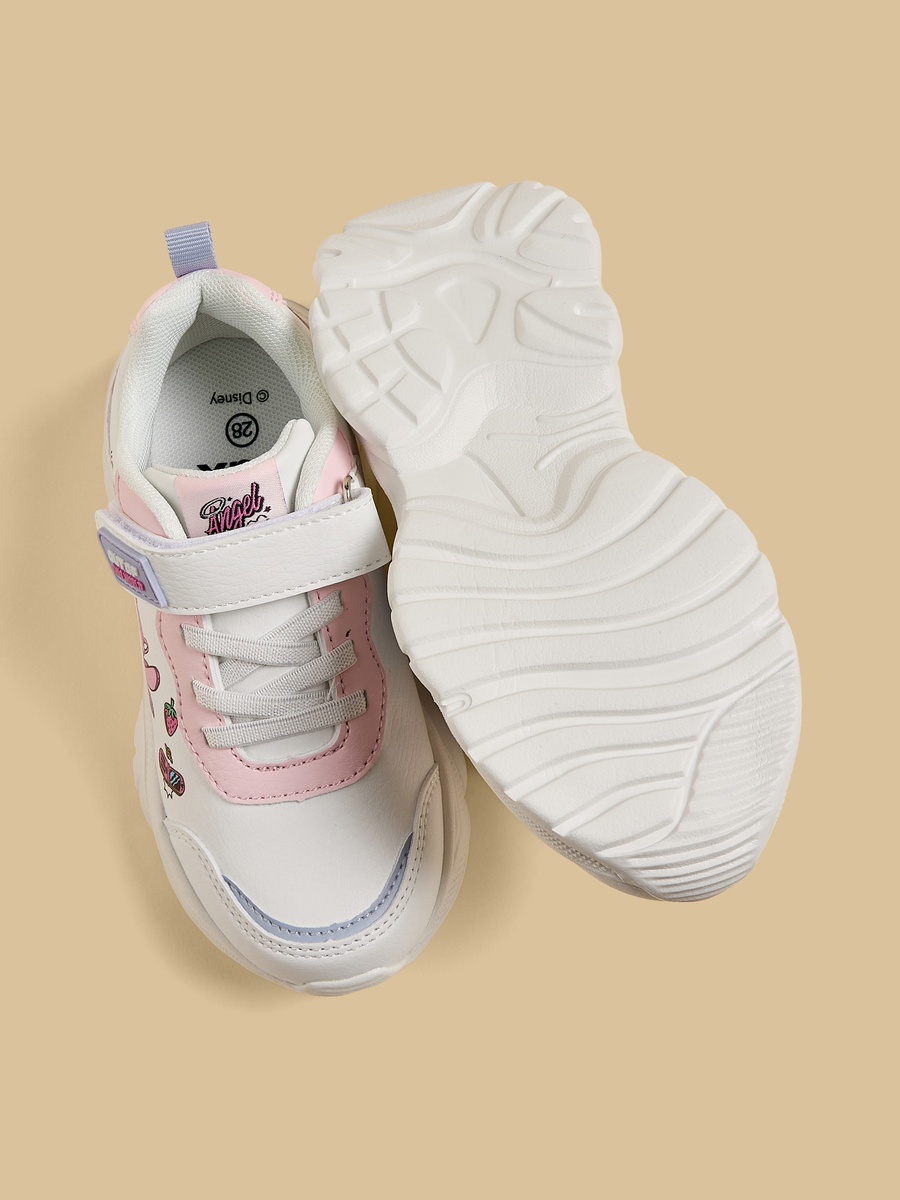 Stitch Print Sports Shoes with Hook and Loop Closure