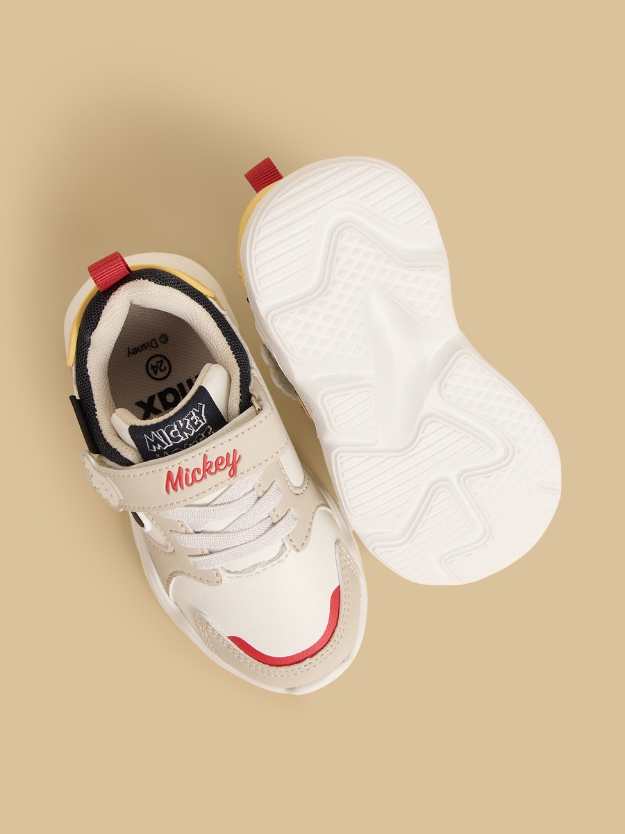 Mickey Mouse Applique Sports Shoes with Hook and Loop Closure