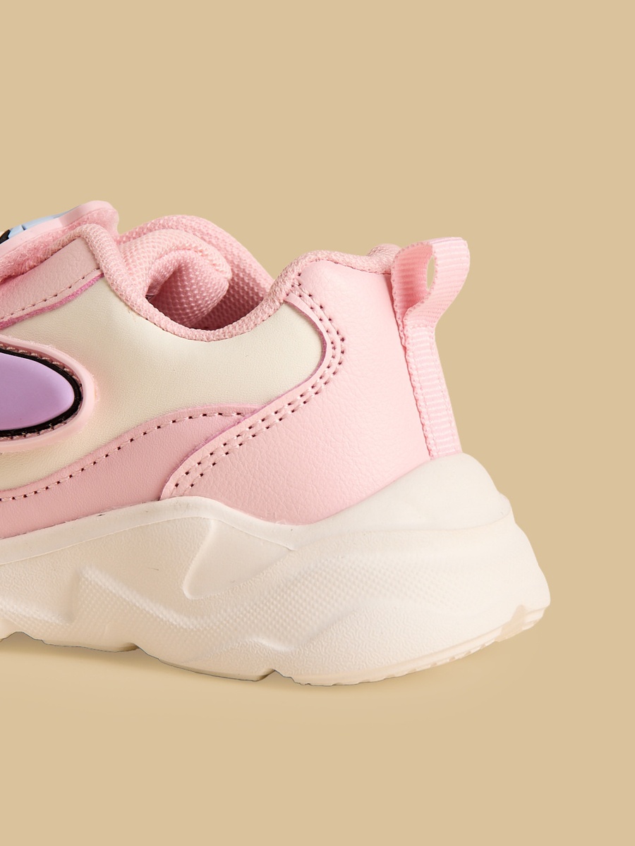 Stitch and Angel Embossed Sports Shoes with Hook and Loop Closure