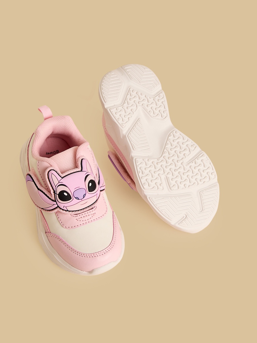 Stitch and Angel Embossed Sports Shoes with Hook and Loop Closure