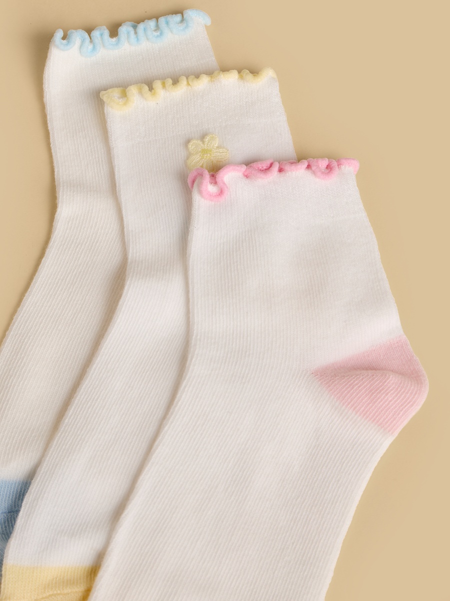 Pack of 3 - Lettuce Hem Ankle Length Socks