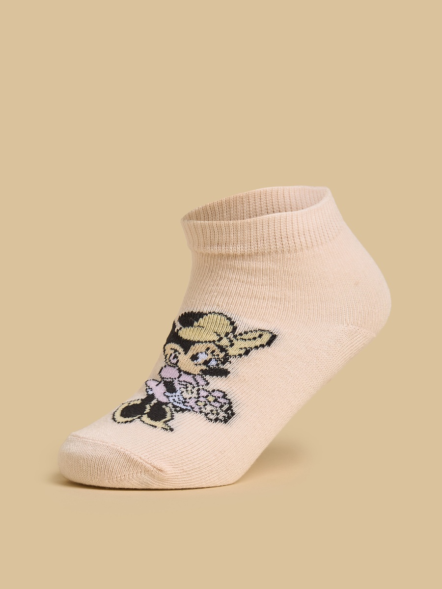 Pack of 3 - Minnie Mouse Print Anti-Skid Ankle Length Socks