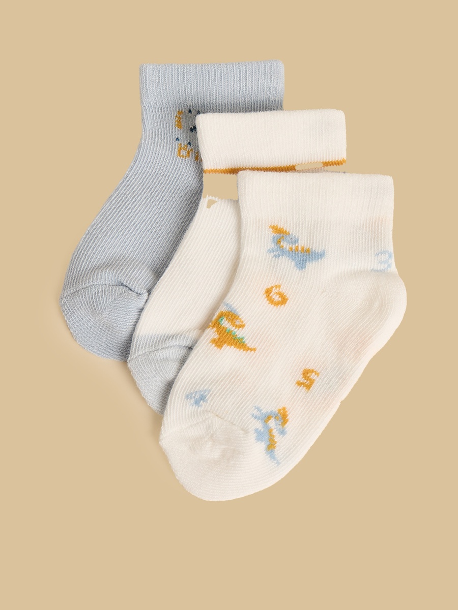 Pack of 3 - Dinosaur Print Ankle Length Socks