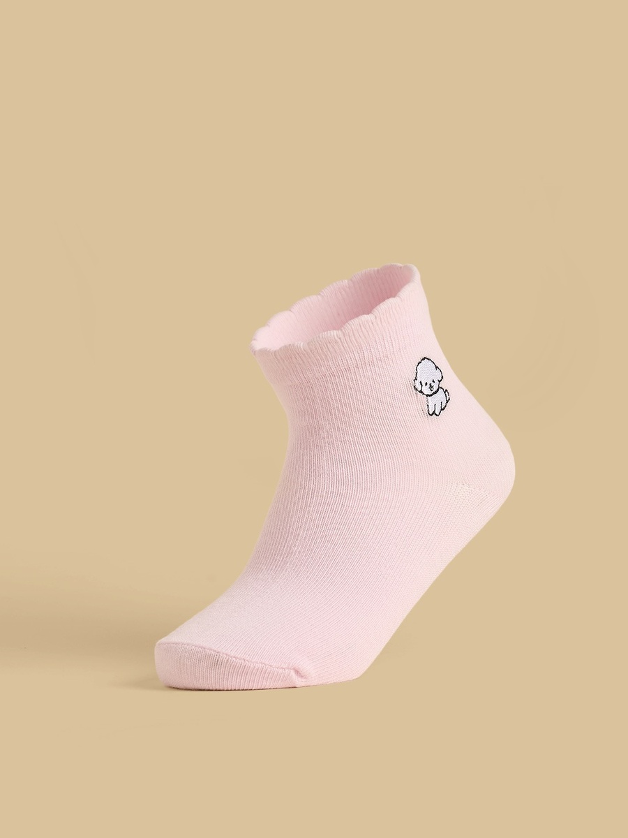 Pack of 3 - Dog Print Lettuce Hem Ankle Length Socks