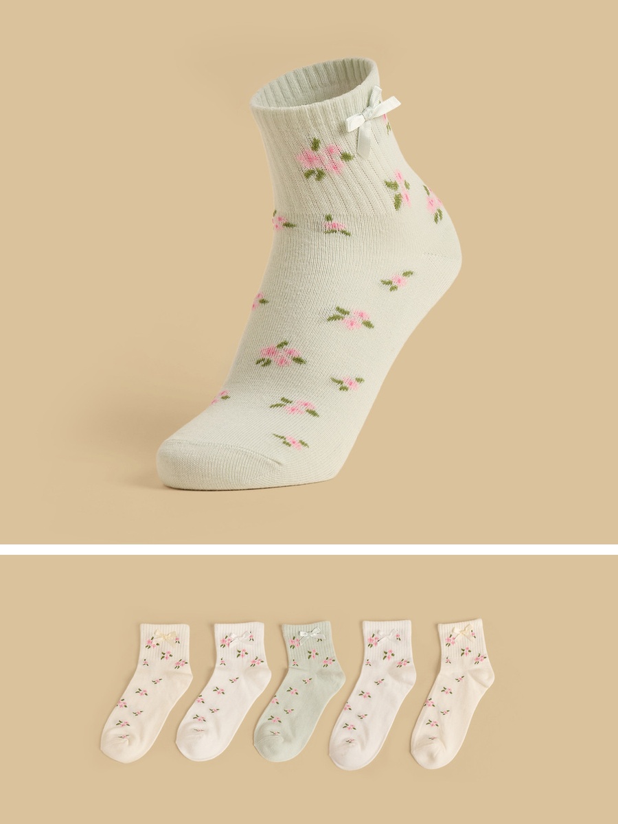 Pack of 5 - Floral Print Ankle Length Socks