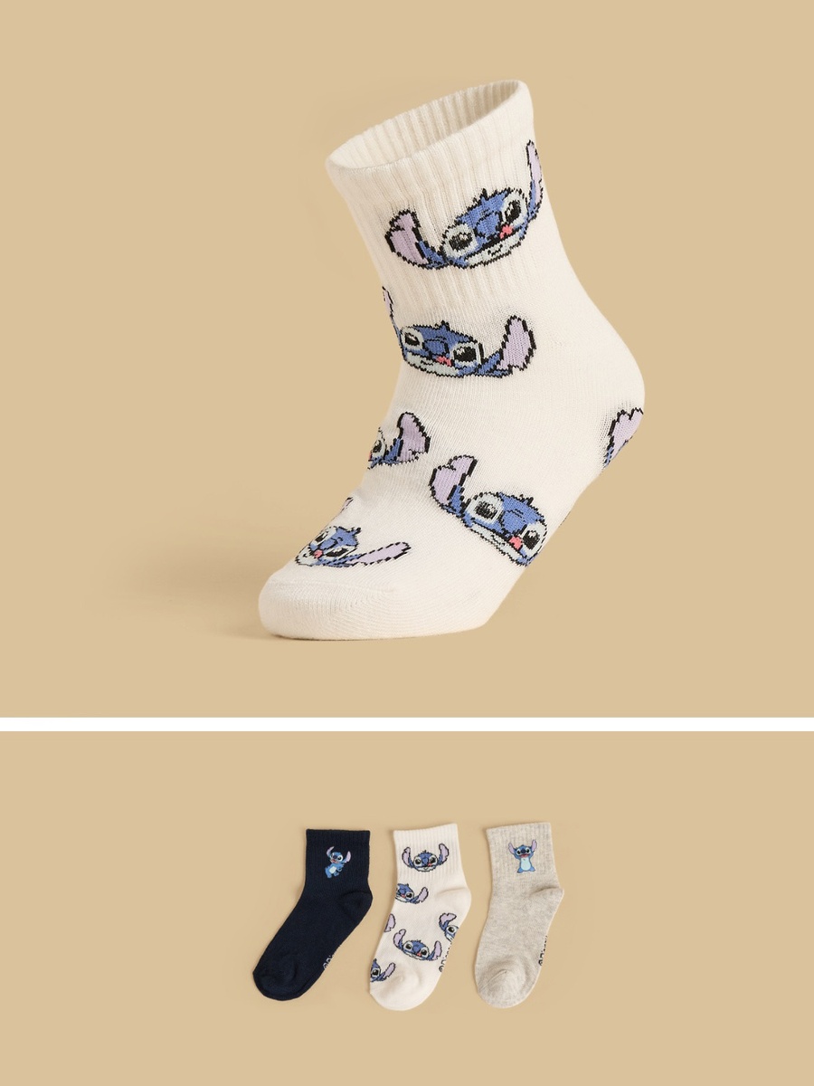 Pack of 3 - Stitch Ankle Length Socks