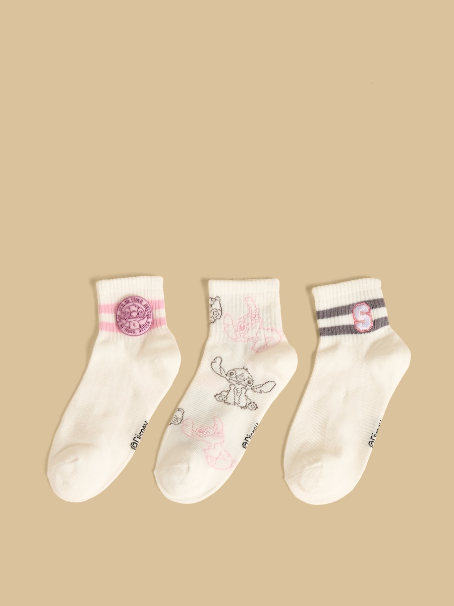 طقم جوارب 3 أزواج بطبعات ستيتش