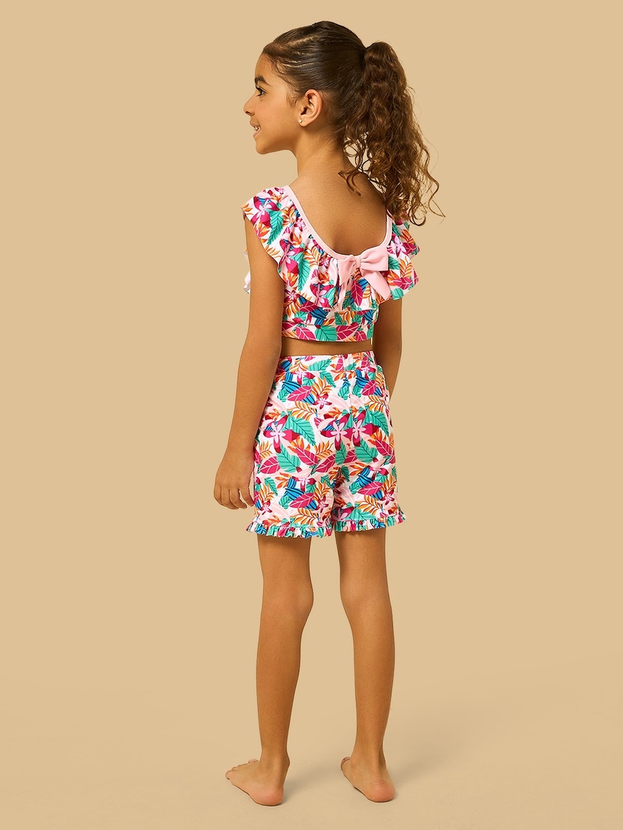 Tropical Print Swim Top and Shorts Set