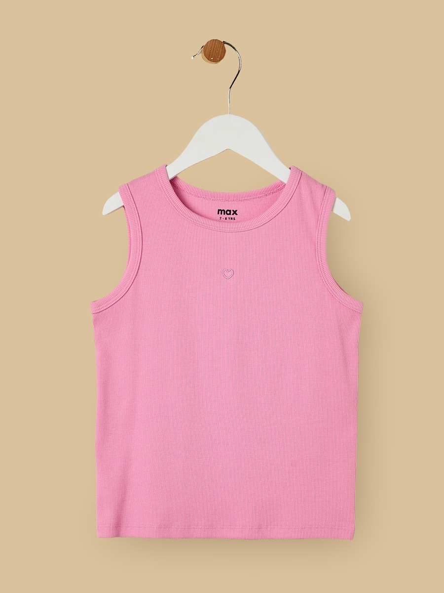 Pack of 2 - Heart Embroidered Ribbed Tank Top